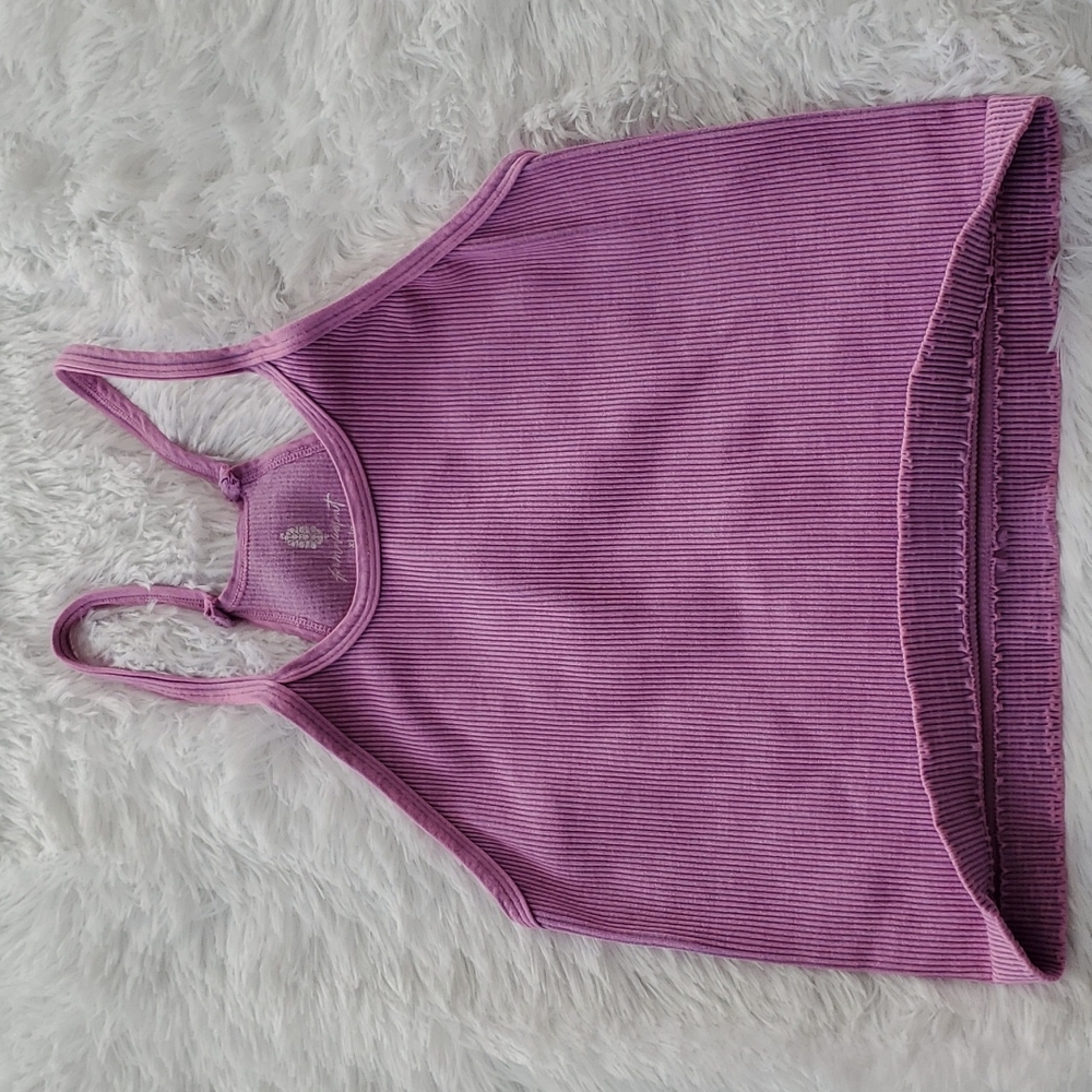 23. Free People Happiness Runs Long Crop Tank Light Washed Purple